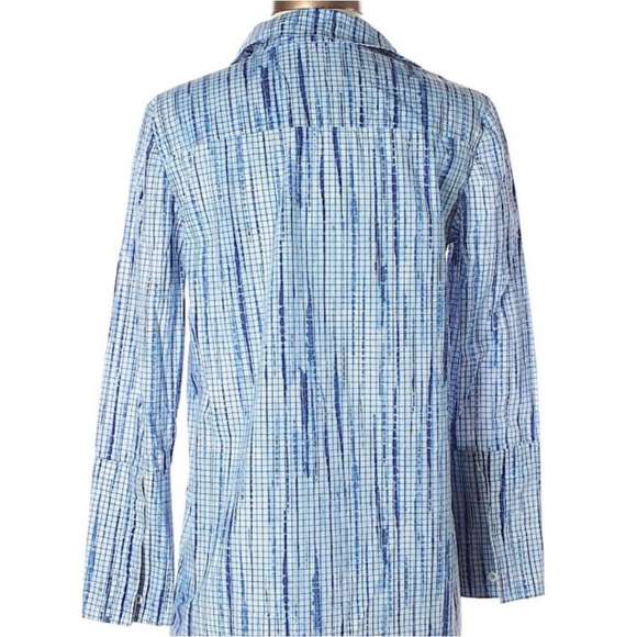 Tory Burch Blue White Collared Blouse - Picture 2 of 7